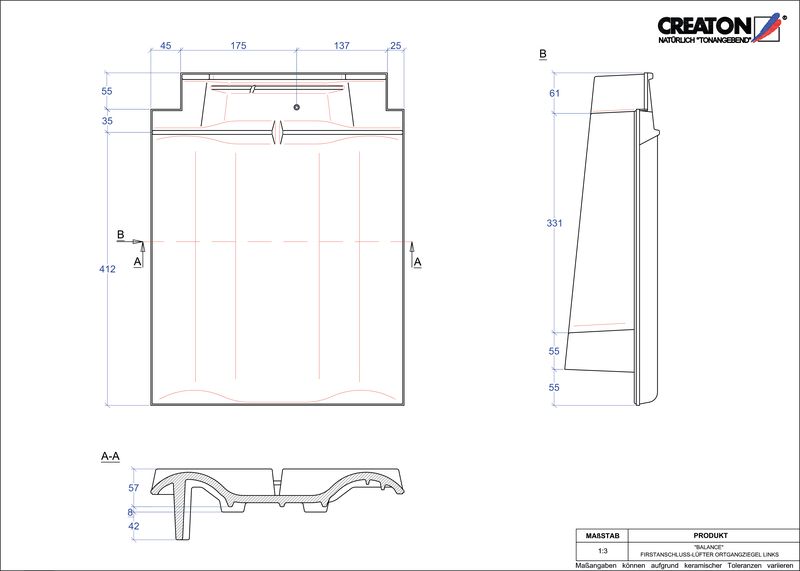 Proizvod CAD file BALANCE podsljemeni odzračni rubni lijevi crijep FALOGL