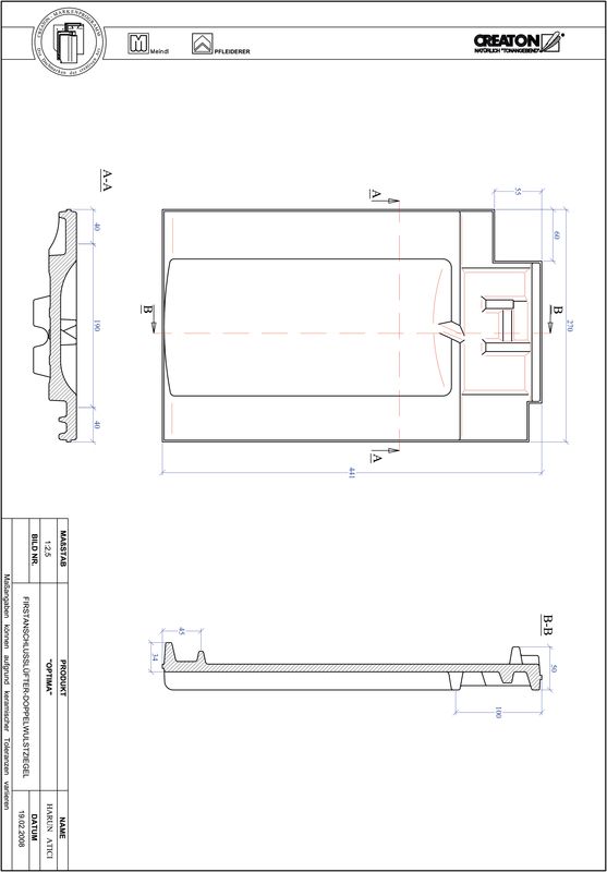 Proizvod CAD file OPTIMA podsljemeni odzračni crijep sa dva vala FALDWZ