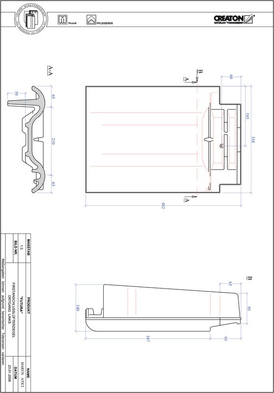 Proizvod CAD file FUTURA podsljemeni odzračni rubni lijevi crijep FALOGL