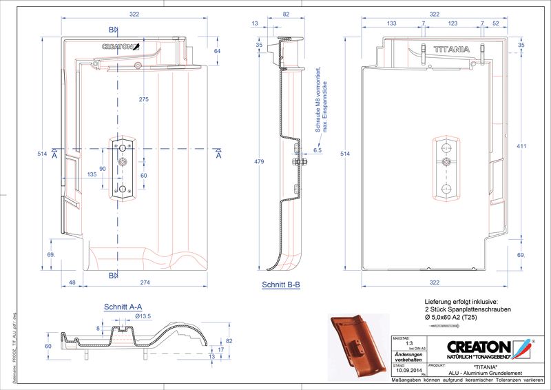 Proizvod CAD file TITANIA aluminijski crijep GRUNDALU