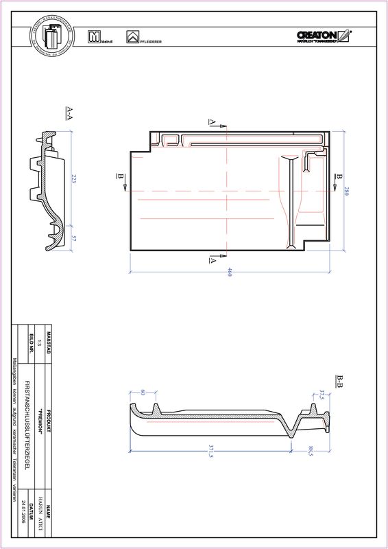Proizvod CAD file PREMION podsljemeni odzračni crijep FALZ