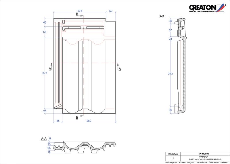 Proizvod CAD file RAPIDO podsljemeni odzračni crijep FALZ