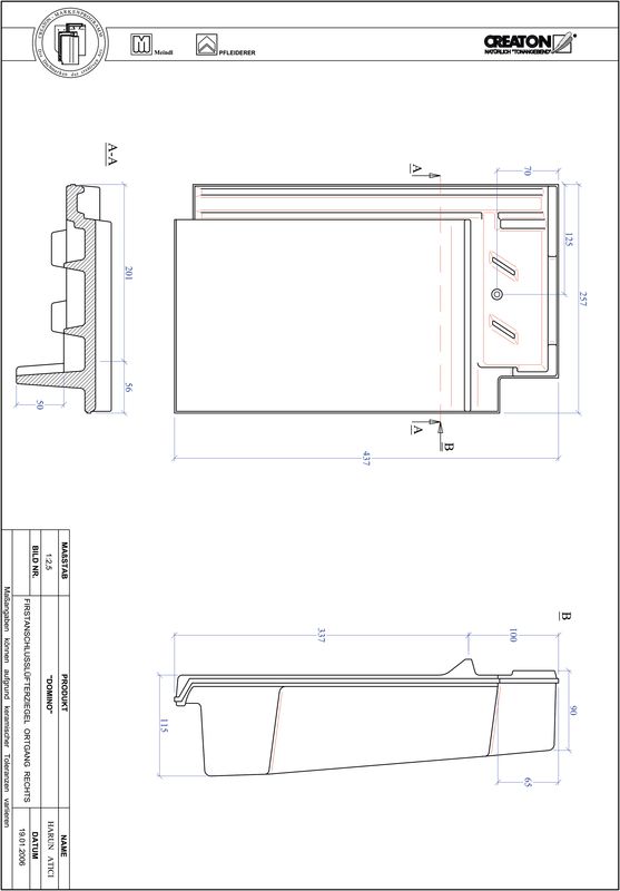 Proizvod CAD file DOMINO podsljemeni odzračni rubni desni crijep FALOGR
