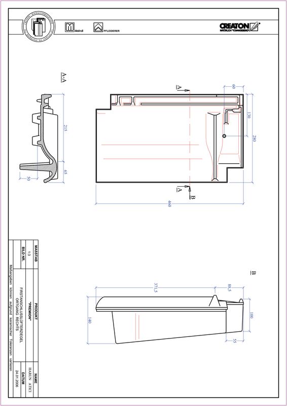 Proizvod CAD file PREMION podsljemeni odzračni rubni desni crijep FALOGR