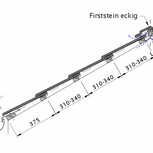 Tehnički crtež proizvoda KAPSTADT sljeme sa podsljemenim odzračnim crijepom DQF