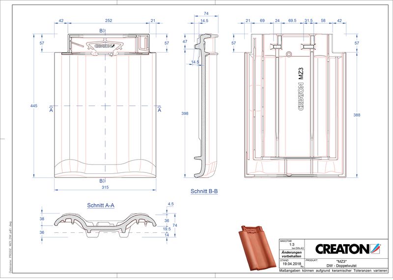 Proizvod CAD file MZ3 NEU crijep sa dva vala DWZ