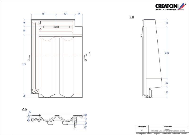 Proizvod CAD file RAPIDO podsljemeni odzračni rubni desni crijep FALOGR