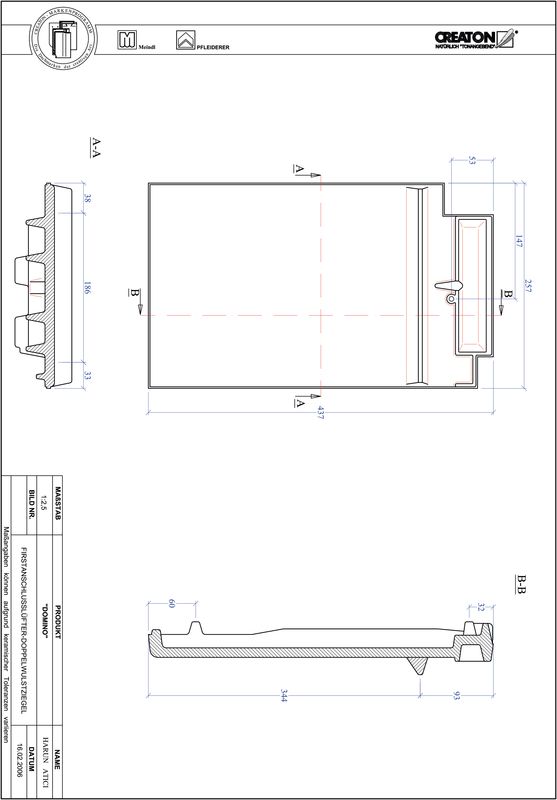 Proizvod CAD file DOMINO podsljemeni odzračni crijep sa dva vala FALDWZ