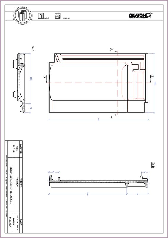 Proizvod CAD file OPTIMA podsljemeni odzračni crijep FALZ