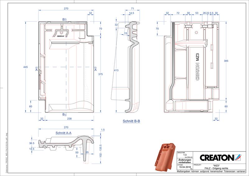 Proizvod CAD file MZ3 NEU podsljemeni odzračni rubni desni crijep FALOGR
