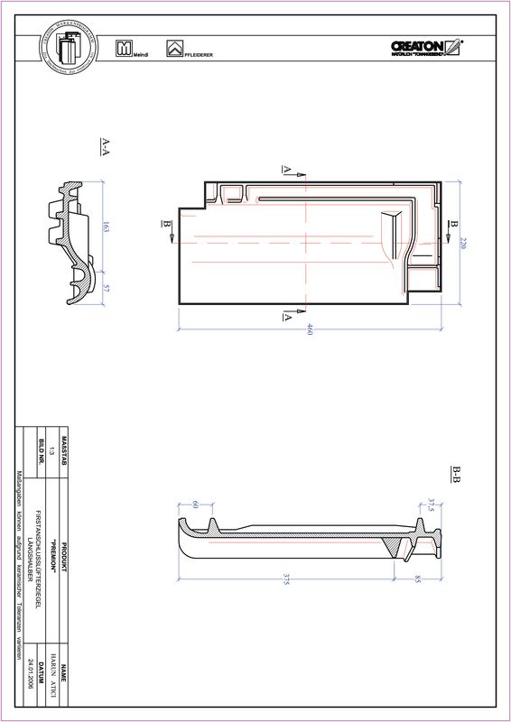 Proizvod CAD file PREMION podsljemeni odzračni crijep polovica FALLH