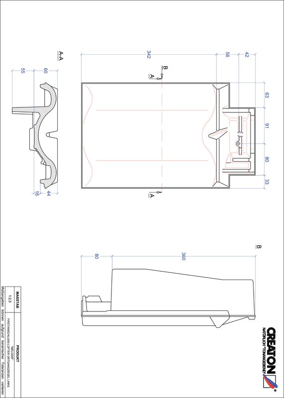 Proizvod CAD file MELODIE podsljemeni odzračni rubni lijevi crijep FALOGL