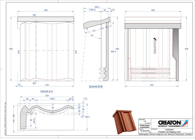 Proizvod CAD file VERONA betonski pult crijep rubni lijevi PultOGL