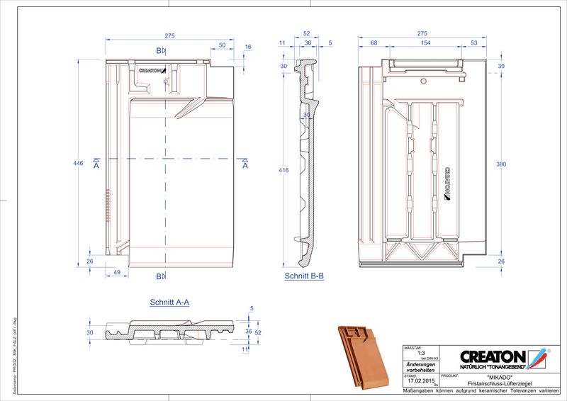 Proizvod CAD file MIKADO podsljemeni odzračni crijep FALZ