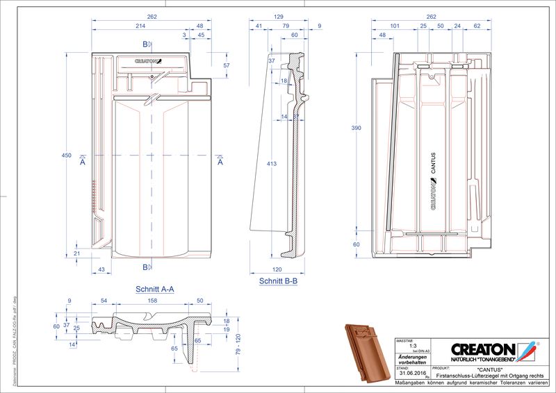 Proizvod CAD file CANTUS podsljemeni odzračni rubni desni crijep FALOGR