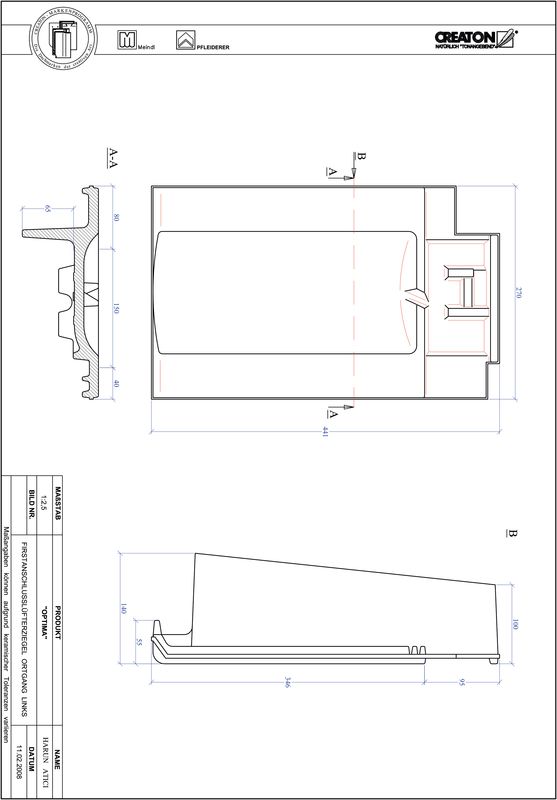 Proizvod CAD file OPTIMA podsljemeni odzračni rubni lijevi crijep FALOGL