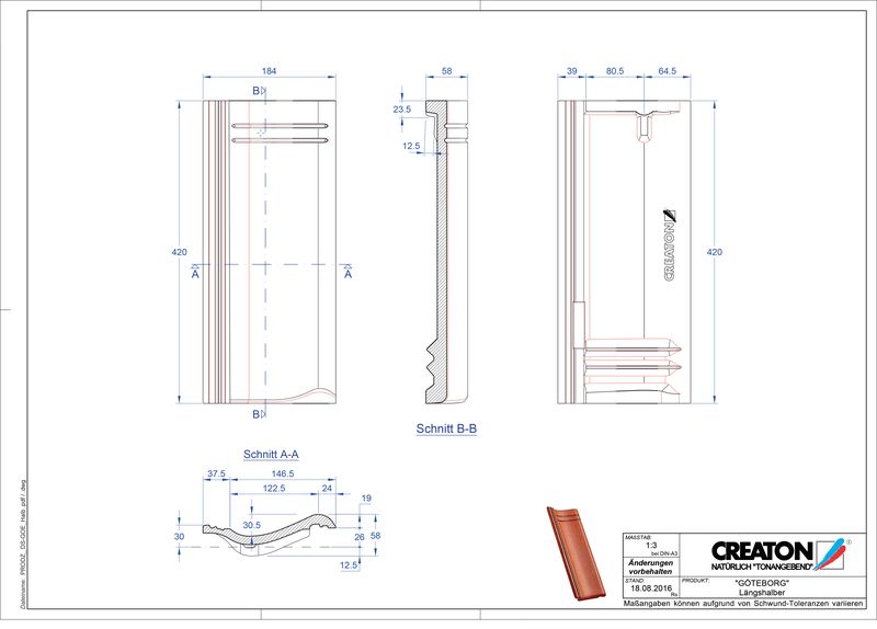 Proizvod CAD file GÖTEBORG polovica crijepa Laengshalber