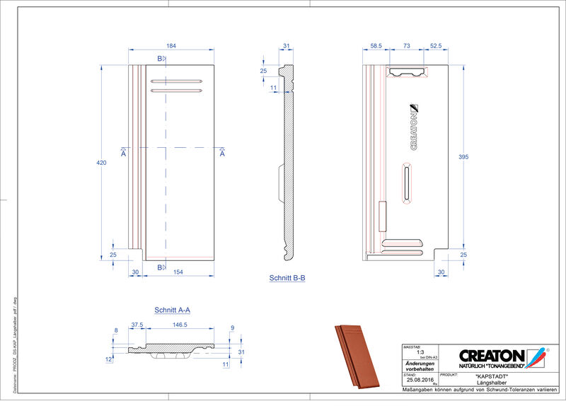 Proizvod CAD file KAPSTADT polovica crijepa Laengshalber