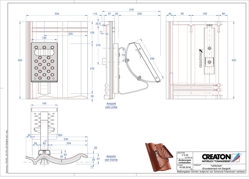 Proizvod CAD file VERONA temelj element Steigtritt