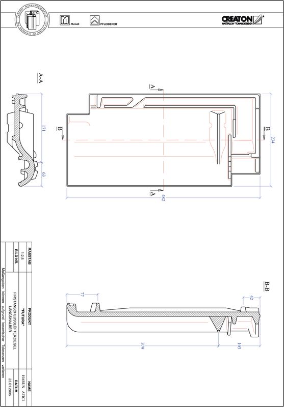 Proizvod CAD file FUTURA podsljemeni odzračni crijep polovica FALLH