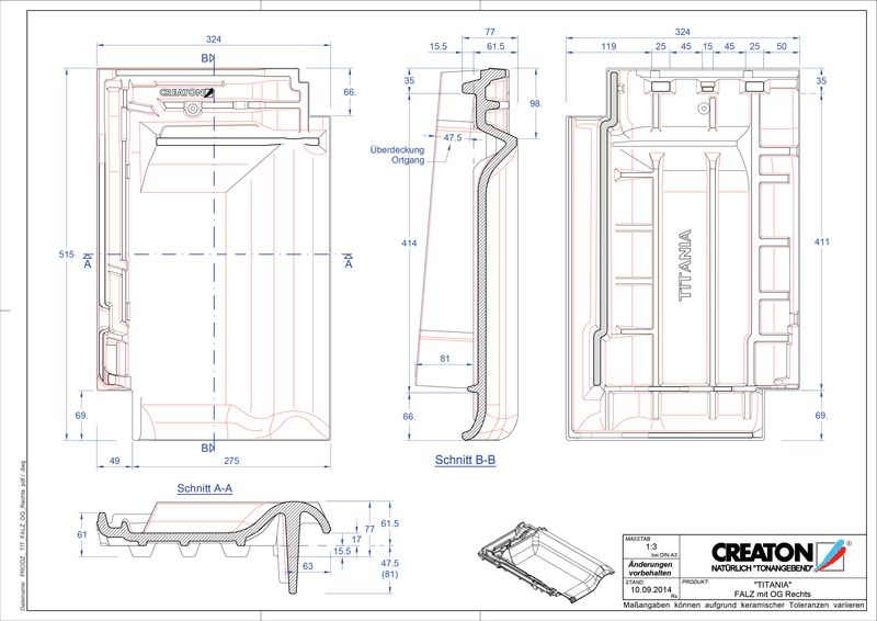 Proizvod CAD file TITANIA podsljemeni odzračni rubni desni crijep FALOGR