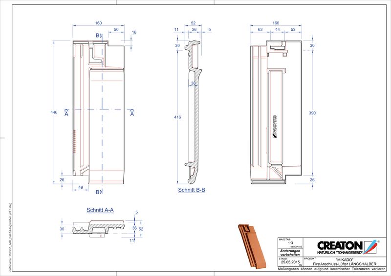 Proizvod CAD file MIKADO podsljemeni odzračni crijep polovica FALLH