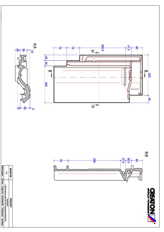 Proizvod CAD file SINFONIE podsljemeni odzračni crijep polovica FALLH